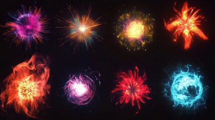 Wall Mural - a collection of colorful energy orbs, showcasing various vibrant designs and effects.
