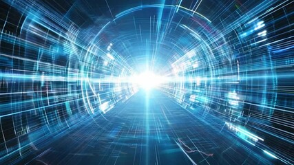 Wall Mural - abstract digital network with bright light at the center