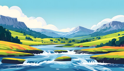 Wall Mural - Mountain River Landscape