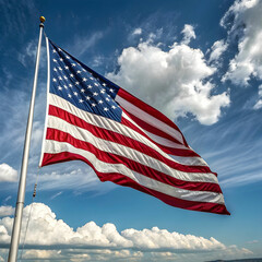 The United States flag, known as the Stars and Stripes, features 13 stripes and 50 stars.