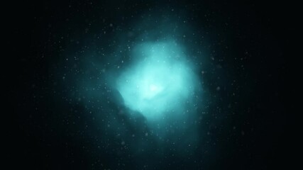 Wall Mural - looped dark turquoise blue foggy light tunnel particles endless travel.