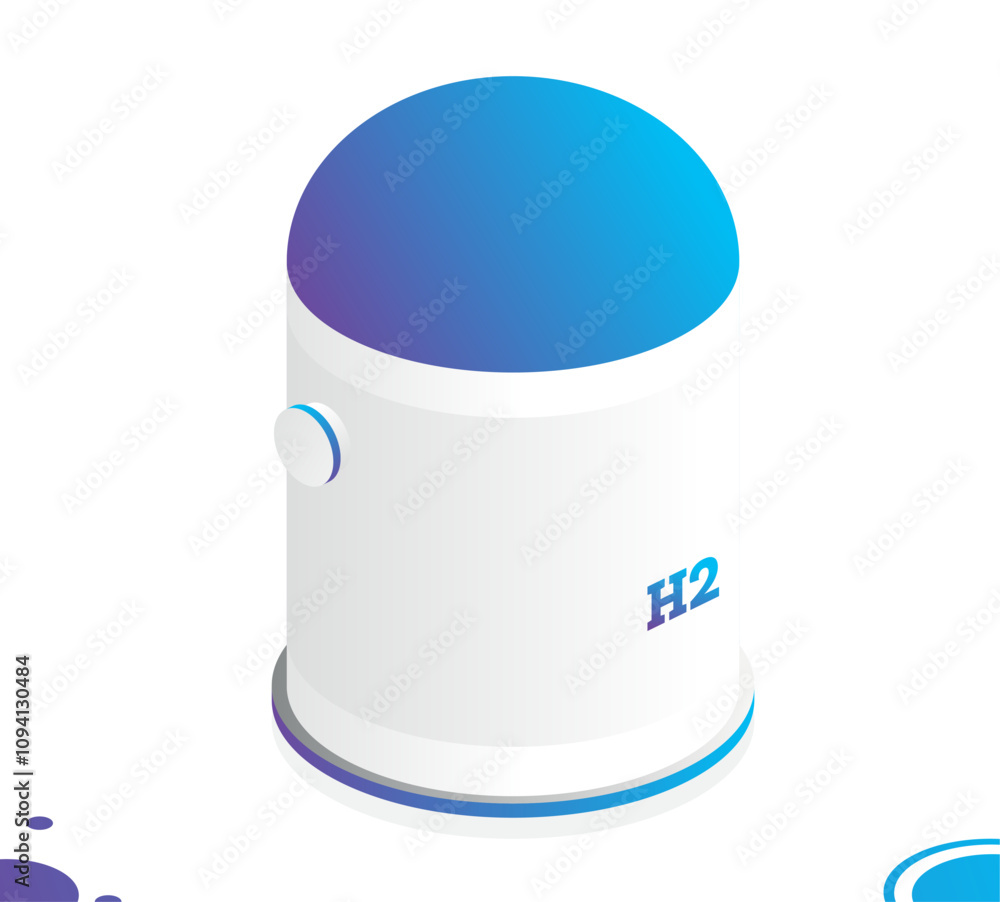 H2 Storage Vector Isometric h2 hydrogen storage tank. Object isolated on white background ...