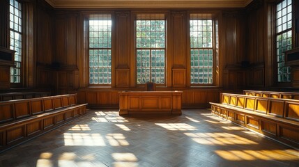 Sunlit Wooden Hallway