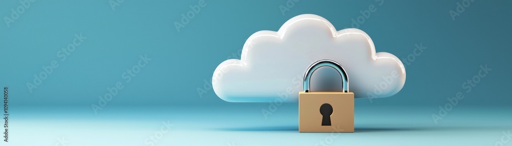 A cloud with a padlock symbolizes cloud security and data protection in ...