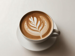 Hot coffee with latte art.