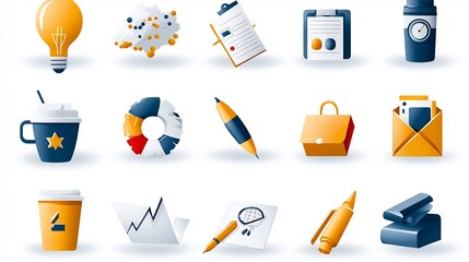 Aufkleber - Collection of 15 minimalist icons depicting goal setting elements for use in workshops seminars and business presentations  Featuring editable strokes and a clean modern design