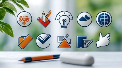Aufkleber - Outline icon set designed for various workshop themes such as business objectives team employee skill development  The editable feature a clean
