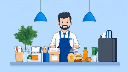 Fototapete - Set of 15 modern line style icons representing various hotel reception services and processes like reservations guest check in and cashier