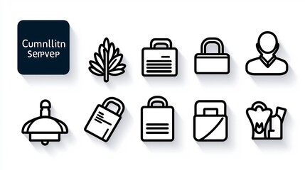 Aufkleber - Set of 15 linear icons featuring reception desk themes such as receptionist hotel bell and customer service  Minimalist for hotel lobby and business office design