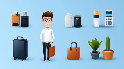 Aufkleber - Clean and Minimalist Line Style Icons Depicting Hotel Reception Services and Systems Such as Counters Guest Check ins and Reservation Management