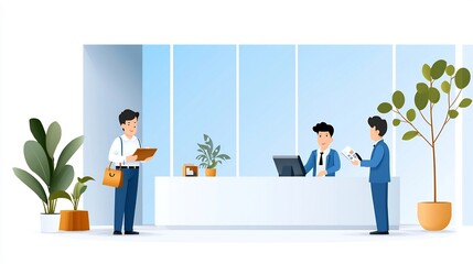Aufkleber - Set of 15 editable icons focused on reception desk themes including staff assistance cashier services and guest interactions for hospitality business and professional settings