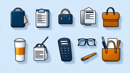 Aufkleber - Collection of 15 detailed outline icons representing various reception desk activities such as hotel assistance and customer service in a corporate or office setting