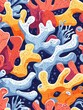 © Charoen - Coral polyp microscopic texture seamless pattern, marine biology cellular structures, calcium carbonate skeleton, oceanic colors