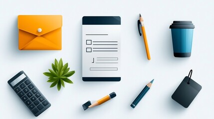Leinwandbilder - Collection of clean and minimal outline icons highlighting various themes such as online forms pencil writing receptionist tasks and other administrative processes in a modern