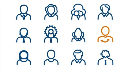 Leinwandbilder - A series of 15 clean minimalist outline icons that visually represent human centered ideas such as groups organizations and communities  These graphics feature a modern