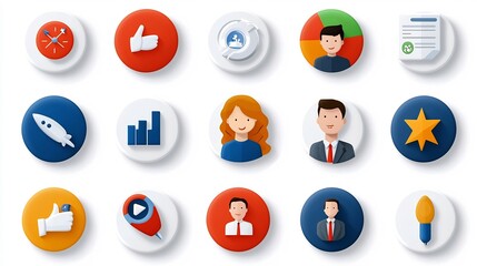 Leinwandbilder - A curated collection of 15 clean outline icons showcasing social and organizational elements such as members teams and populations in a minimalist style