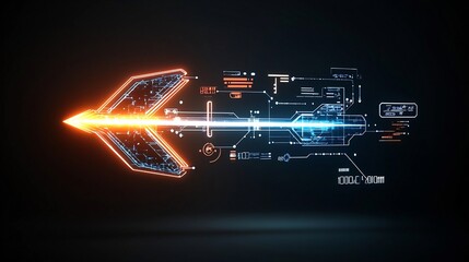 Aufkleber - Mesmerizing glowing arrow beam illuminated against a pure black backdrop creating a futuristic and fast paced visual effect that conveys a sense of technological advancement progress