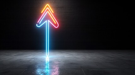 Aufkleber - Radiant light arrow glowing with bright vibrant colors and symbolizing velocity and movement pointing upward against a sleek black canvas  Futuristic dynamic and evocative of energy and transcendence