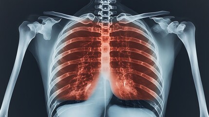 X ray image capturing the detailed skeletal structure of the thorax including the ribs spine and lungs providing a comprehensive medical diagnostic view