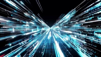 Wall Mural - abstract tunnel of light and data streams