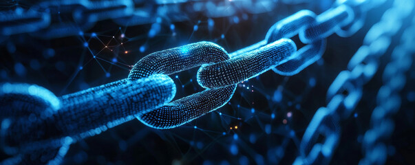 Wall Mural - digital chain link representing blockchain technology and security
