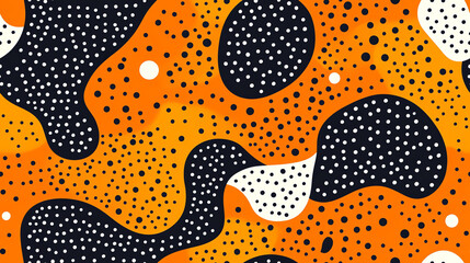 Wall Mural - Dotted organic shapes seamless pattern in orange