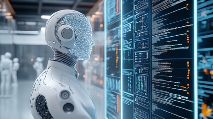 Neural Network Significant Automation, Futuristic Intelligence Digital Interface with Machine Learning Software Technology Concept