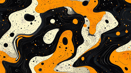 Wall Mural - Night abstract seamless pattern in orange and cream