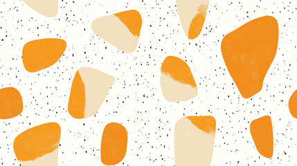 Wall Mural - Abstract geometric seamless pattern with orange shapes on white background