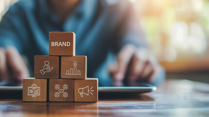 Wall Mural - branding, brand excellence concept. creating, developing and maintaining a brand's identity and mark