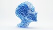 © matoya - Abstract blue and white 3D rendered head sculpture.