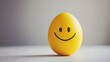 © P.G - Bright Yellow Egg with a Smiley Face Against a Soft Neutral Background, Representing Happiness, Joy, and Playfulness for Creative Projects and Designs