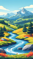 Wall Mural - Mountain River Landscape