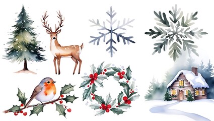 Naklejka na meble Snow winter set of elements, illustration of cristmas elements.