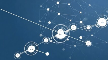 Wall Mural - abstract digital network with white squares on a blue background