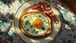 © abangaboy - Sunny Side Up Egg  Bacon  Toast Breakfast Plate