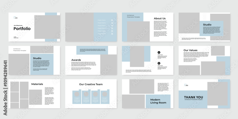 architecture interior Presentation slide design template, portfolio ...