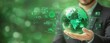 © Yuliya - Eco-Friendly Businessman Holding Glowing Globe Reducing CO2 Emissions for Climate Change and Sustainable Development