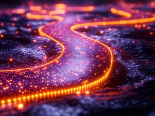 Sticker - spiraling neon line graph visualizing rapid data expansion on clean backdrop
