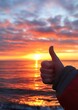 © tiger - sunset ocean thumb up sign hand joy
