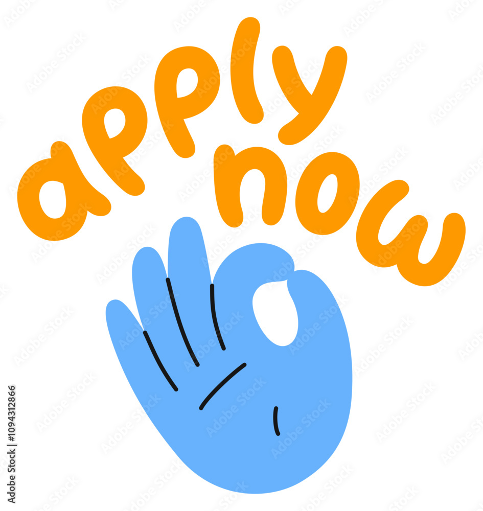 Hand and lettering apply now sticker Stock Vector | Adobe Stock