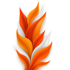 Wall Mural - bright orange and white abstract leaves design creating a vibrant floral pattern on a clean backgrou