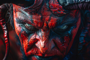 Wall Mural - Man with evil red devil Halloween makeup