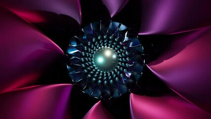 Wall Mural - Abstract background 3D animation shiny glass and metal reflective objects movement rotation play of light.