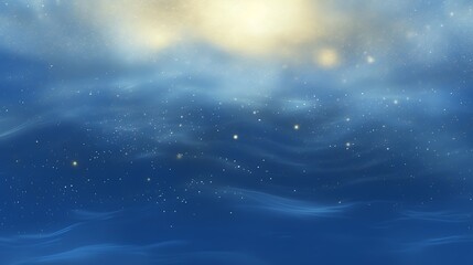 Wall Mural - abstract blue wavy background with glowing particles