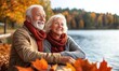© Gzvzattio - happy joyful satisfied elderly couple embracing in autumn nature