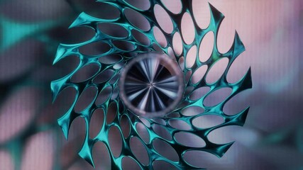 Wall Mural - Abstract background 3D animation shiny glass and metal reflective objects movement rotation play of light.