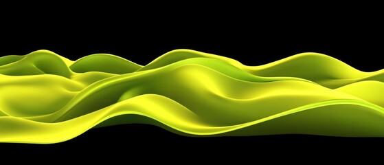 Poster - Abstract wavy shapes in vibrant yellow against a black background.
