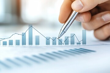 Corporate meeting with employees discussing growth opportunities using graphs and data