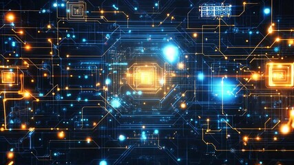 Wall Mural - abstract digital network with glowing nodes and lines